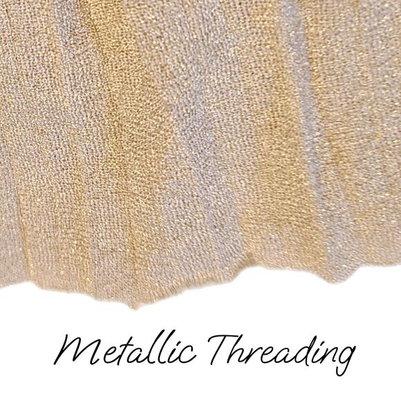 IISLI x Nordstrom NWT $340 Cream & Gold Wool Cardigan & Scarf Set, Size M (6-8) - Picture 8 of 10